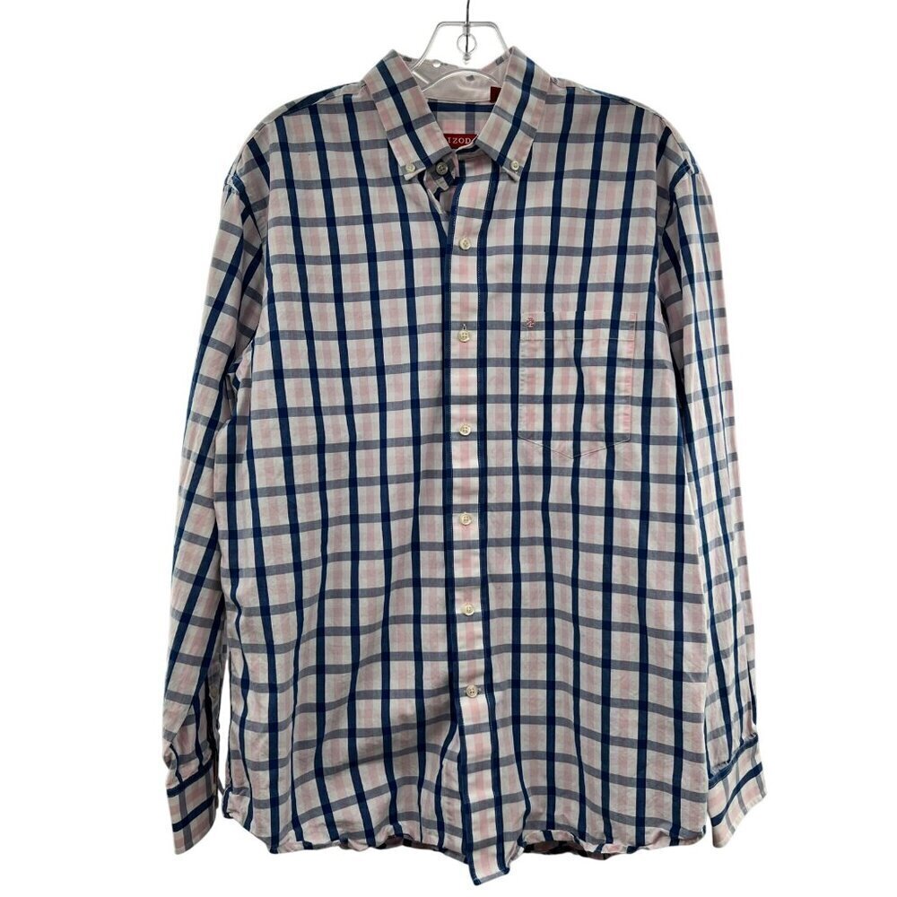 Izod Plaid Button Down Shirt Men's Size Medium Multicolor Long Sleeve